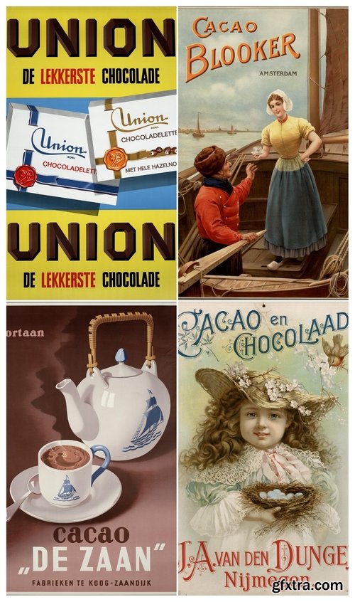 Advertising of cocoa, chocolate and sweets (vintage, retro)