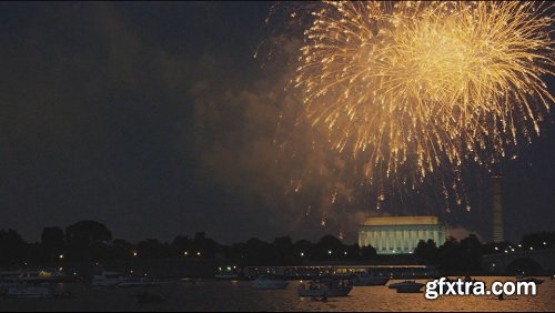 Boating spectators watching monument fireworks