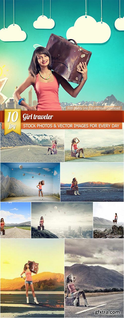 Girl traveler, 10 x UHQ JPEG