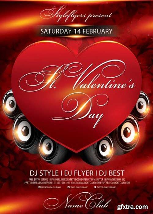 St. Valentine’s Day V7 PSD Flyer Template with Facebook Cover