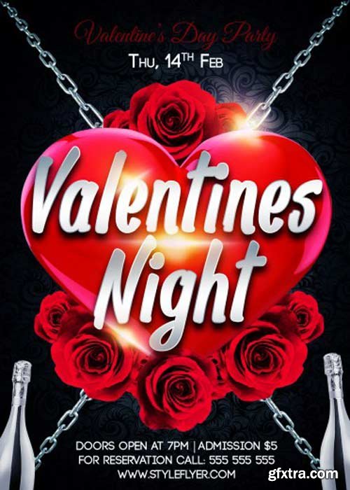 Valentines Night V21 PSD Flyer Template with Facebook Cover