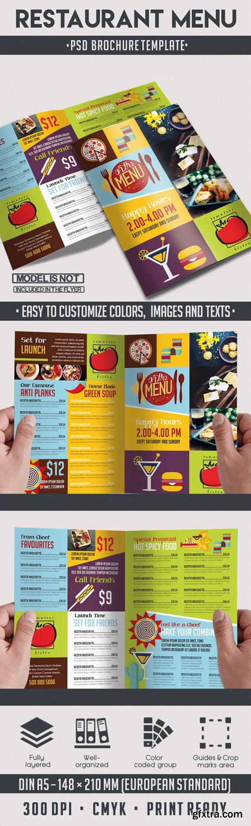 Restaurant Menu Bi-Fold PSD Brochure Template