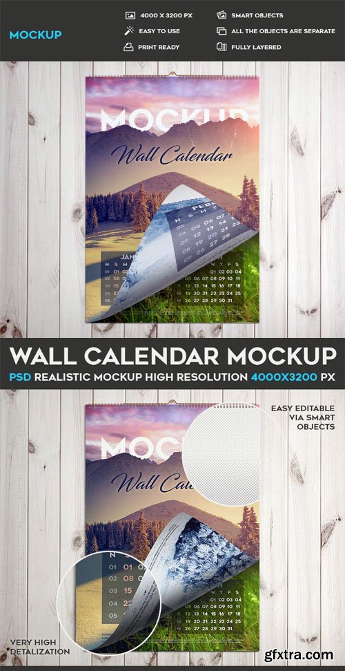 Wall Calendar PSD Mockup