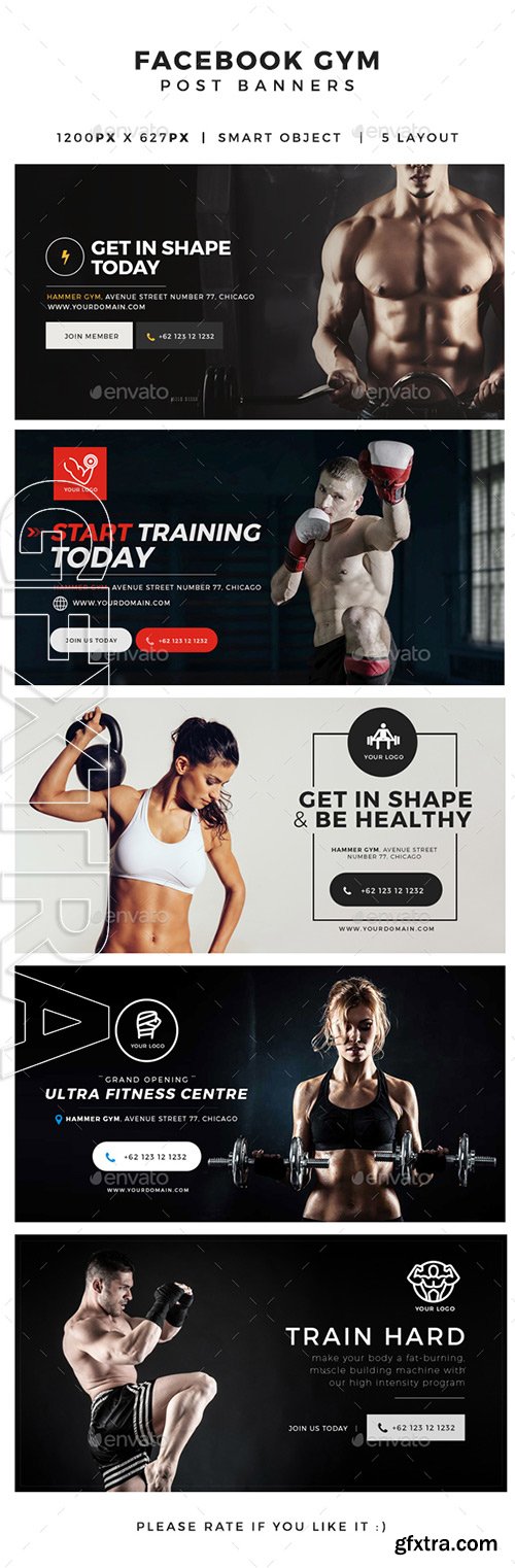 GraphicRiver - Gym & Fitness Facebook Post Banners 14330320