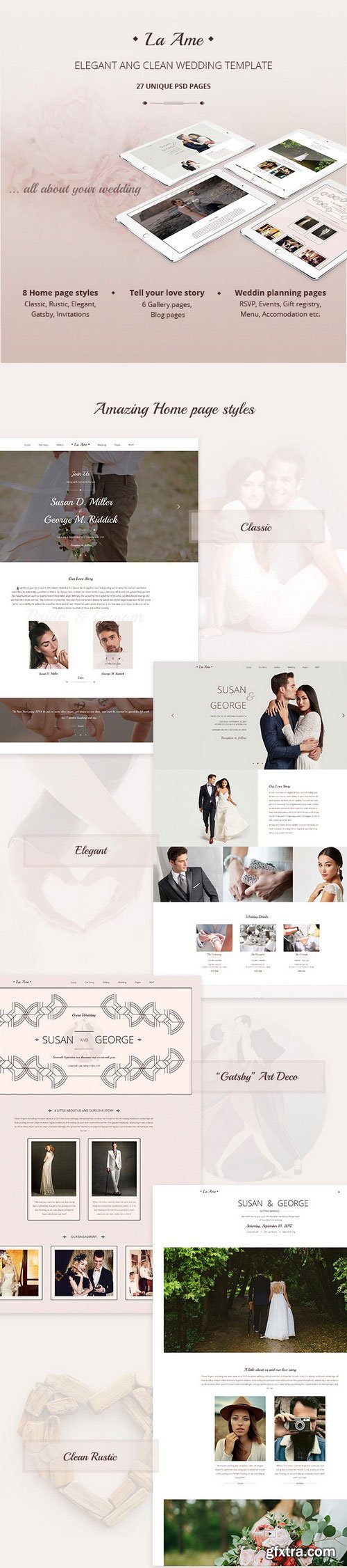 ThemeForest- La Ame — Elegant Wedding PSD Template 19037725