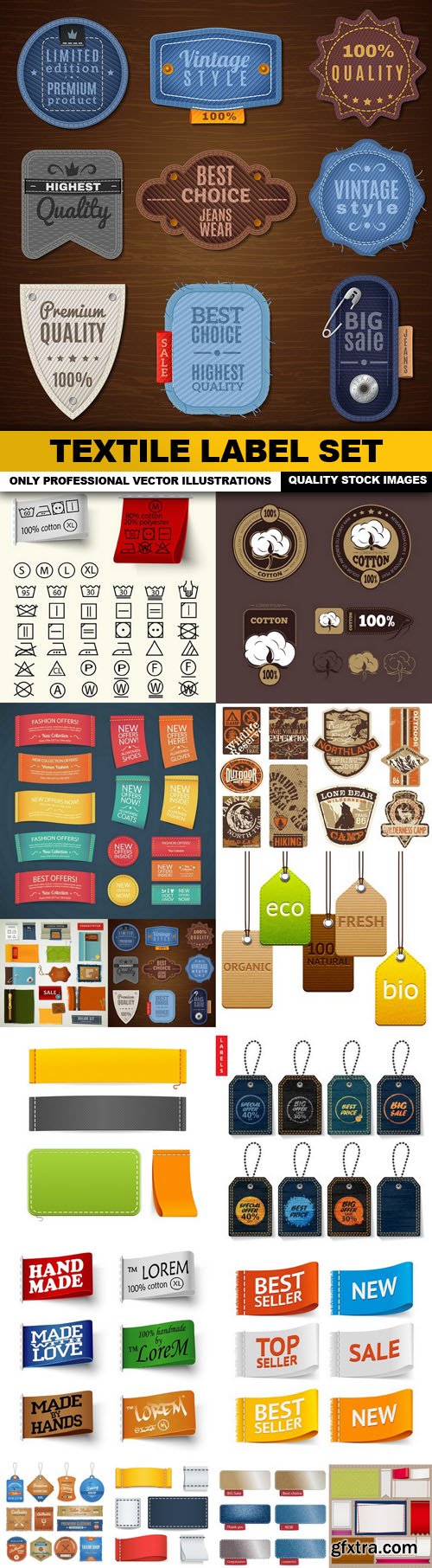 Textile Label Set - 15 Vector