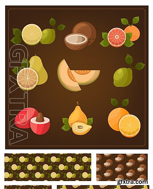 Exotic Fruits Vector Set 1