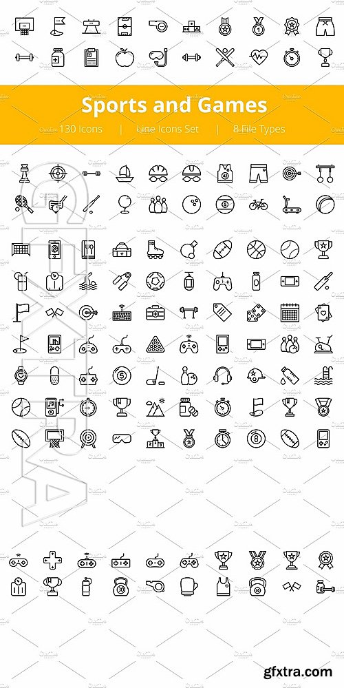 CM - 125+ Sports and Games Line Icons 1141674