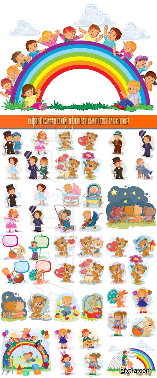 Kids cartoon illustration vector