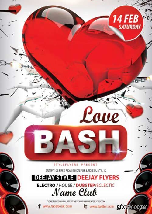 Love Bash V4 PSD Flyer Template with Facebook Cover