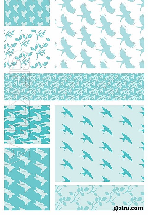 Birds Patterns Vector Set 1