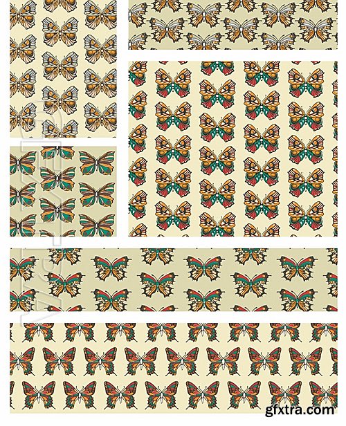 Butterflies Vector Patterns Set 1
