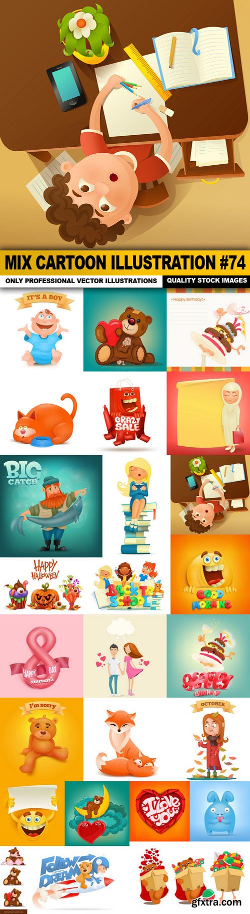 Mix cartoon Illustration #74 - 25 Vector