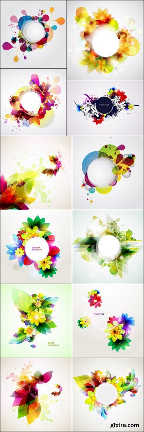 Colorful Banner with Flowers - 12 EPS Vector Stock