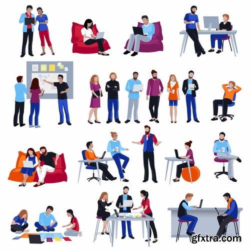 Collection of businessman people man woman icon infographics team understanding 2-25 EPS