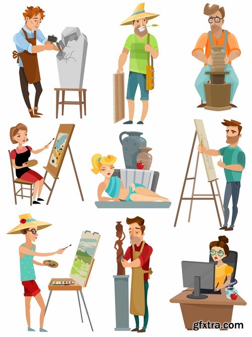 Collection of businessman people man woman icon infographics team understanding 2-25 EPS