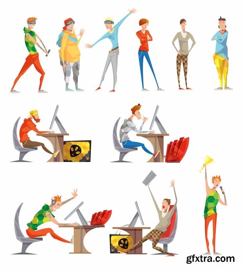 Collection of businessman people man woman icon infographics team understanding 2-25 EPS