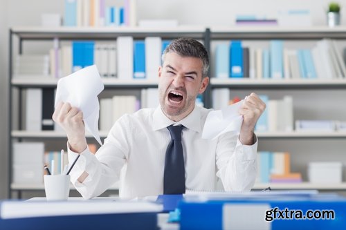 Collection of angry businessman rage fatigue at work office 25 HQ Jpeg