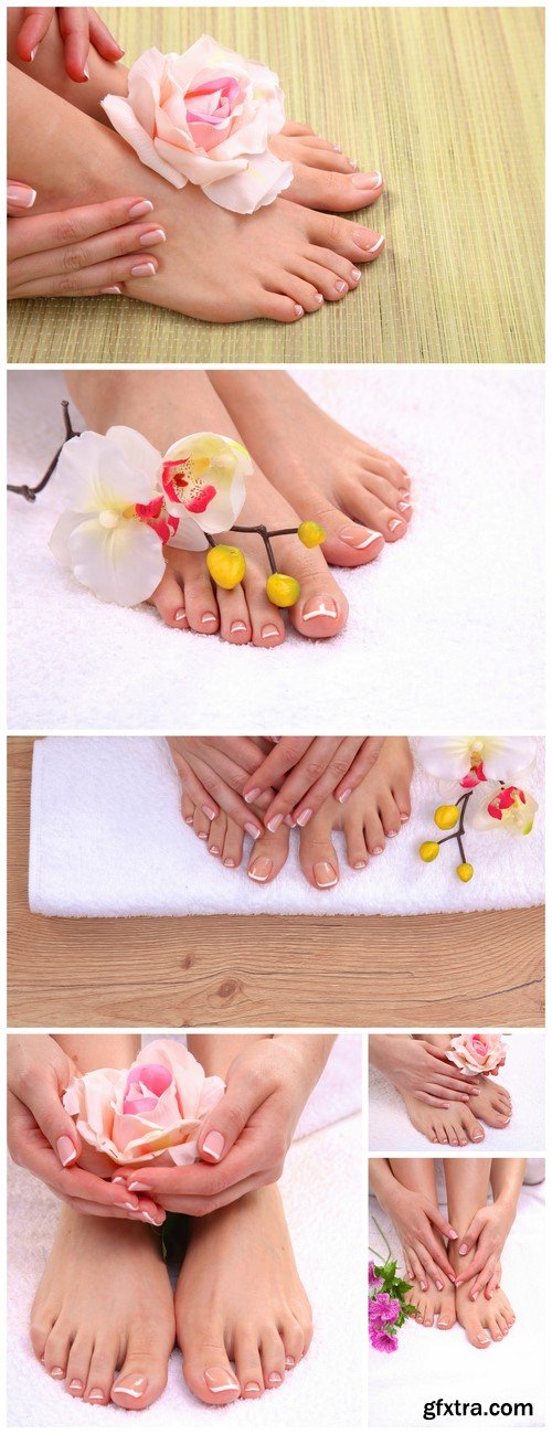 Closeup photo of a beautiful female feet with pedicure 6X JPEG