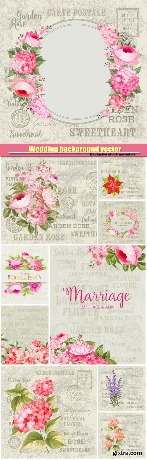 Beautiful vintage wedding background vector