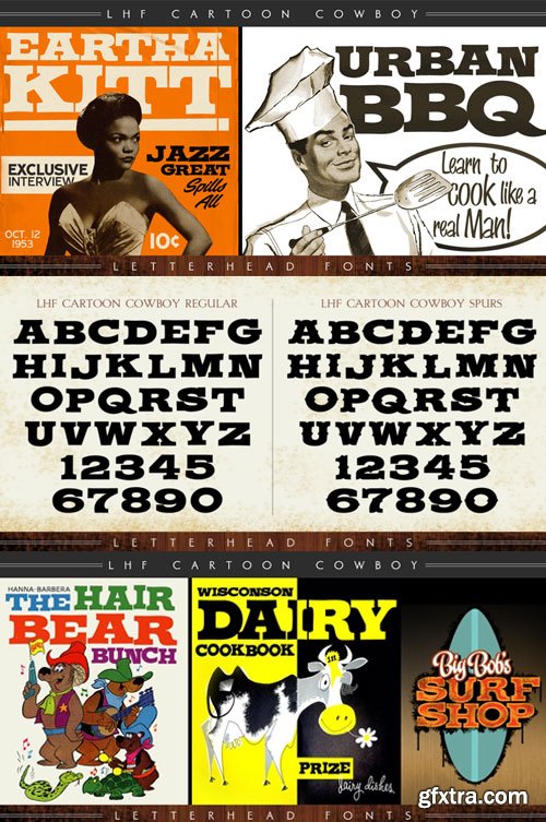 LHF Cartoon Cowboy Font Family $56