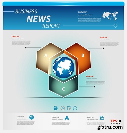 Collection of business infographics template is an example of a web site is a step by step calculation 12-24 EPS