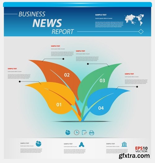 Collection of business infographics template is an example of a web site is a step by step calculation 12-24 EPS