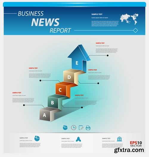 Collection of business infographics template is an example of a web site is a step by step calculation 12-24 EPS