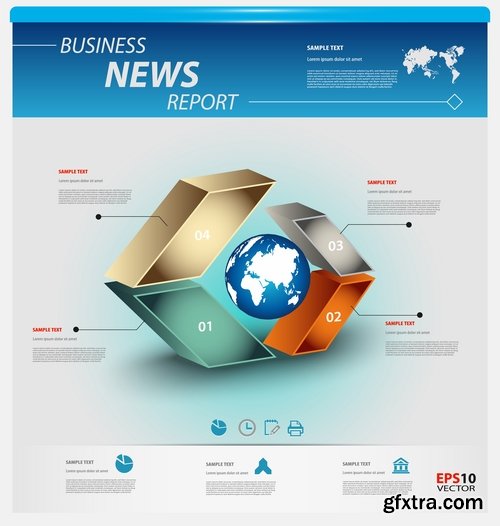 Collection of business infographics template is an example of a web site is a step by step calculation 12-24 EPS