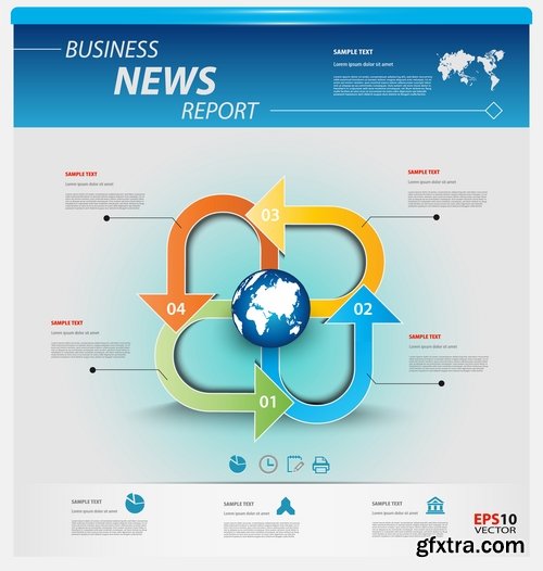 Collection of business infographics template is an example of a web site is a step by step calculation 12-24 EPS