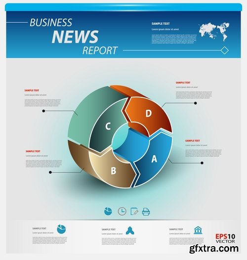 Collection of business infographics template is an example of a web site is a step by step calculation 12-24 EPS
