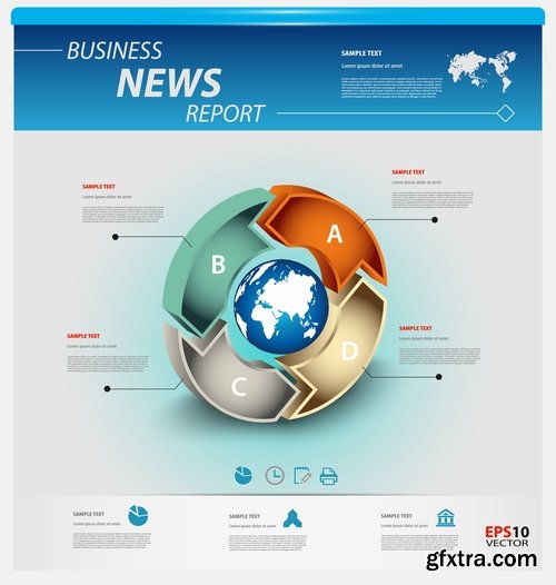 Collection of business infographics template is an example of a web site is a step by step calculation 12-24 EPS