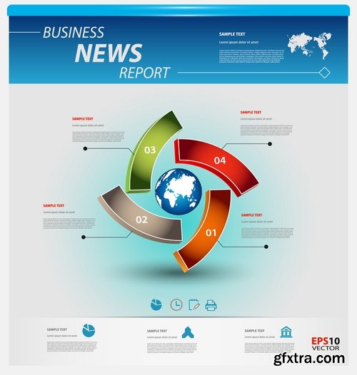 Collection of business infographics template is an example of a web site is a step by step calculation 12-24 EPS