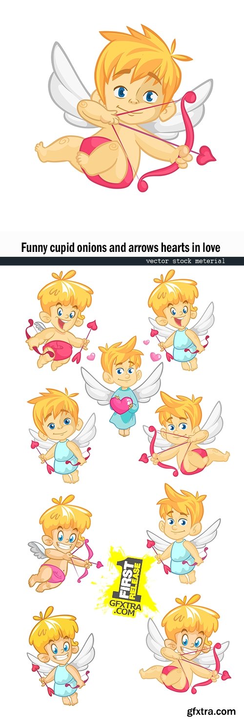 Funny cupid onions and arrows hearts in love