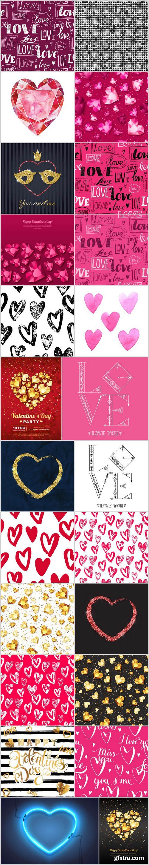 Heart & Love - Happy Valentines Day 2 - Set of 24xEPS Professional Vector Stock