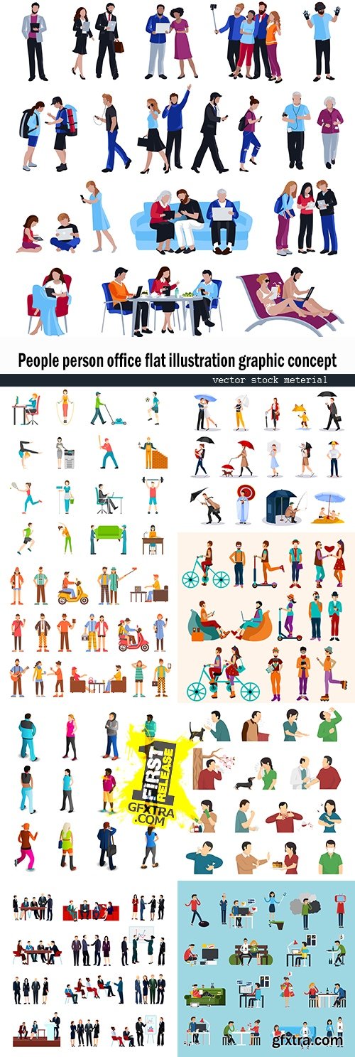 People person office flat illustration graphic concept