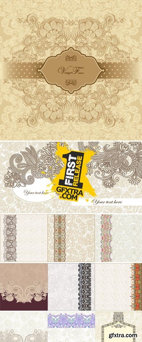 Stock Ornate card announcement, vector illustration