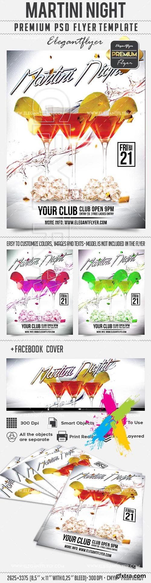 Martini Night – Flyer PSD Template + Facebook Cover