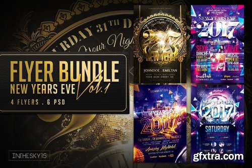 CreativeMarket New Year Flyer Bundle Vol.1 1138631