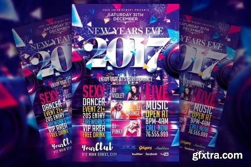 CreativeMarket New Year Flyer Bundle Vol.1 1138631