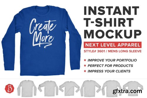 CreativeMarket Next Level Long Sleeve Shirt Mockup 1139475