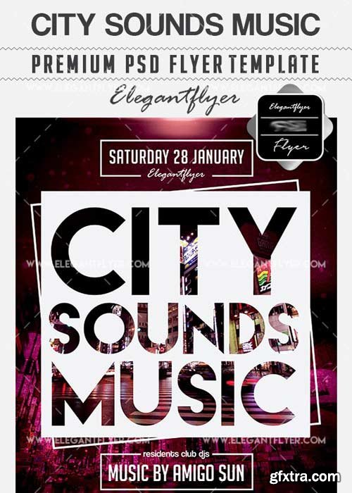 City Sounds Music Flyer PSD V6 Template + Facebook Cover