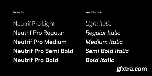 Neutrif Pro Font Family - 10 Fonts