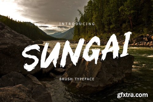 CreativeMarket Sungai Brush Typeface 756712