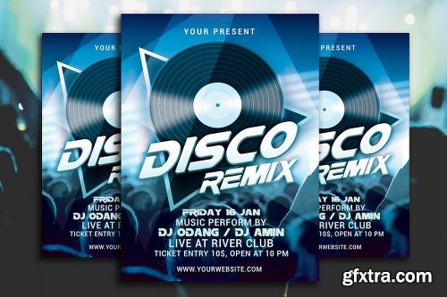 CreativeMarket Disco Remix Party Flyer 1138654