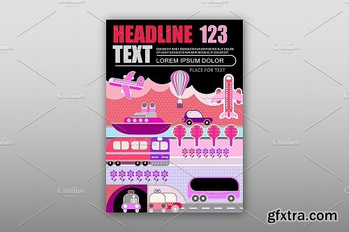 CreativeMarket Transport and Travel Vector Magazine 1138038