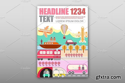 CreativeMarket Transport and Travel Vector Magazine 1138038