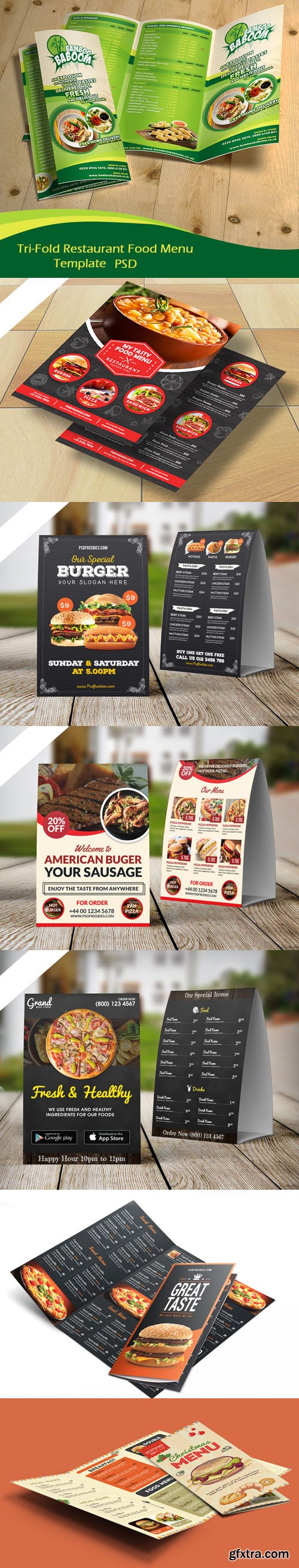 Restaurant Food Menu Flyer, Brochure & Tri-Fold PSD Templates