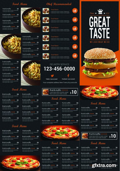 Restaurant Food Menu Flyer, Brochure & Tri-Fold PSD Templates