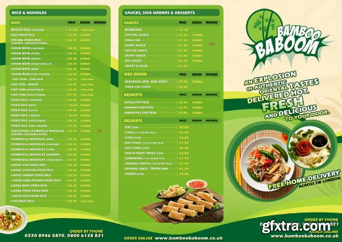 Restaurant Food Menu Flyer, Brochure & Tri-Fold PSD Templates